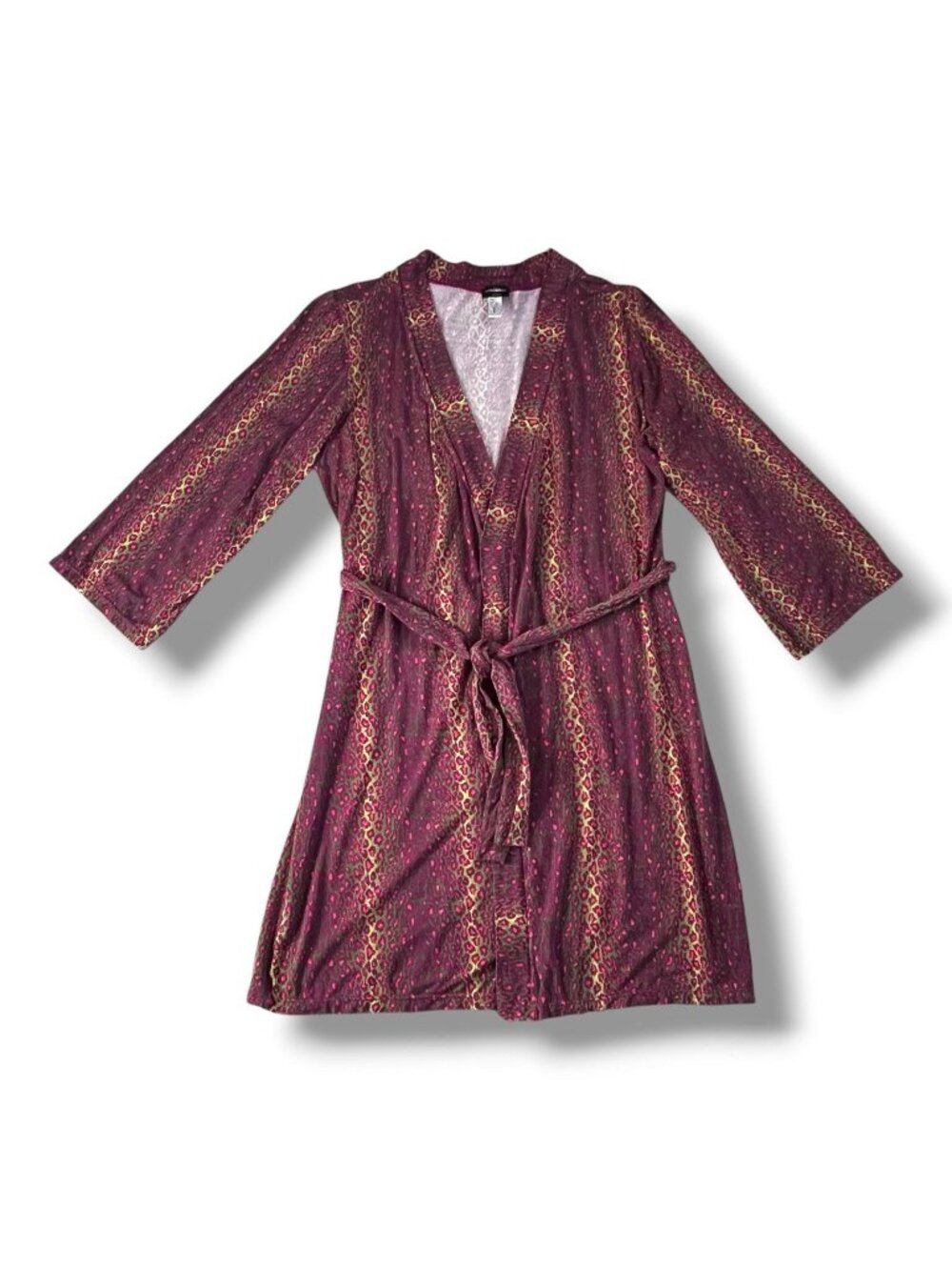 Cosabella Short Wrap Robe Medium Colorful Animal Print Jersey Knit Belted Italy